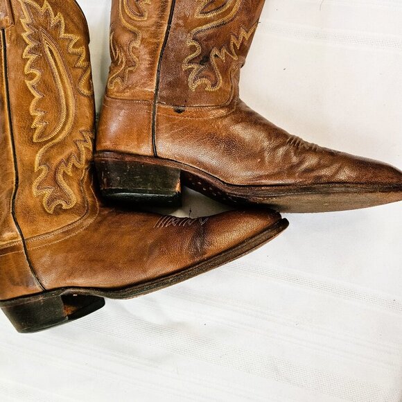 Old West Men Vintage Leather Cowboy Western Work Boots Size 9.5 - Picture 5 of 6